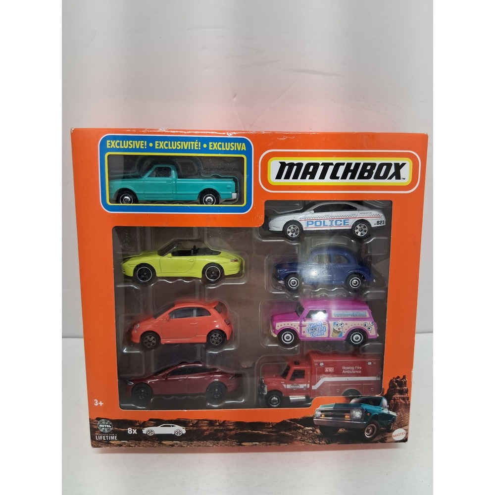 Matchbox 8-Car Gift Pack Exclusive 1968 Chevy C10 Tesla Porsche Fiat HVR83-LA10